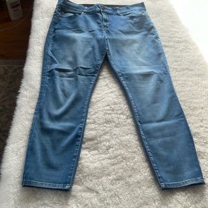 Tribal skinny ankle jegging medium wash zip button front 5 pocket size 14